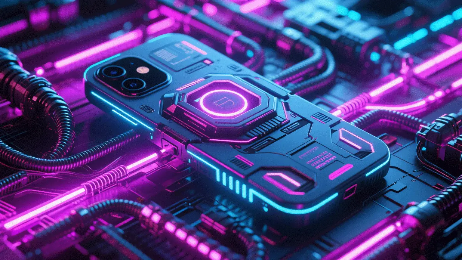 Cyberpunk sci-fi modified smartphone: Viddo AI image to image redesign